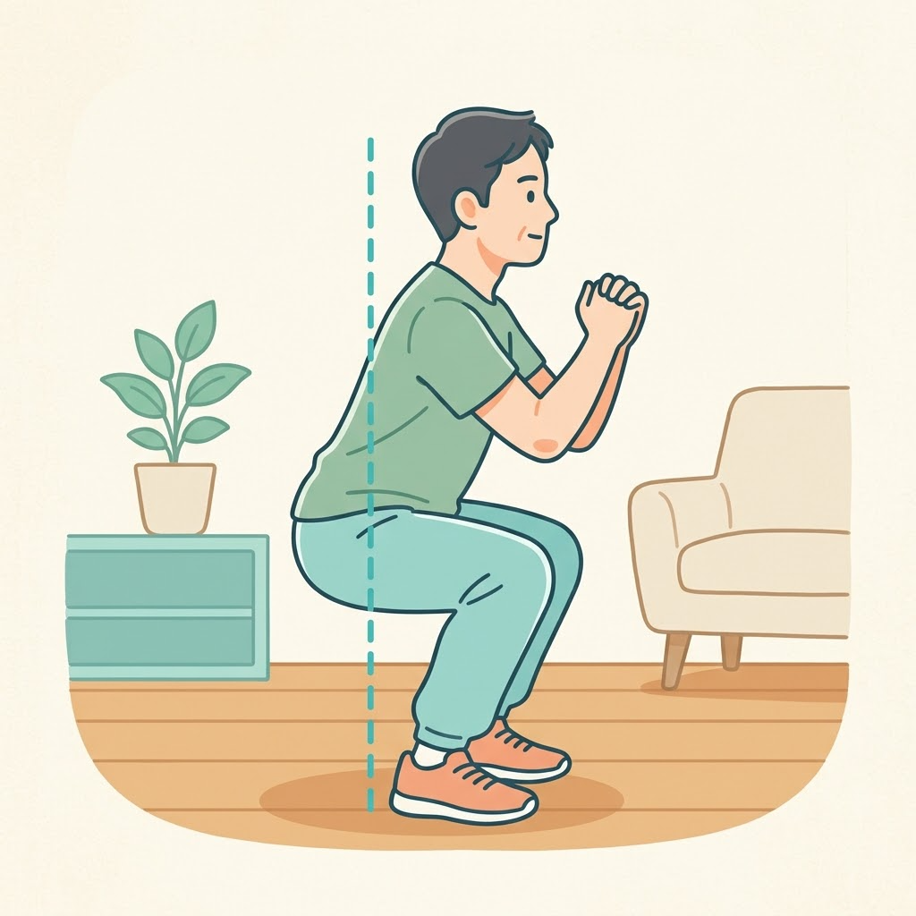 スクワットの正しいフォームのイラスト