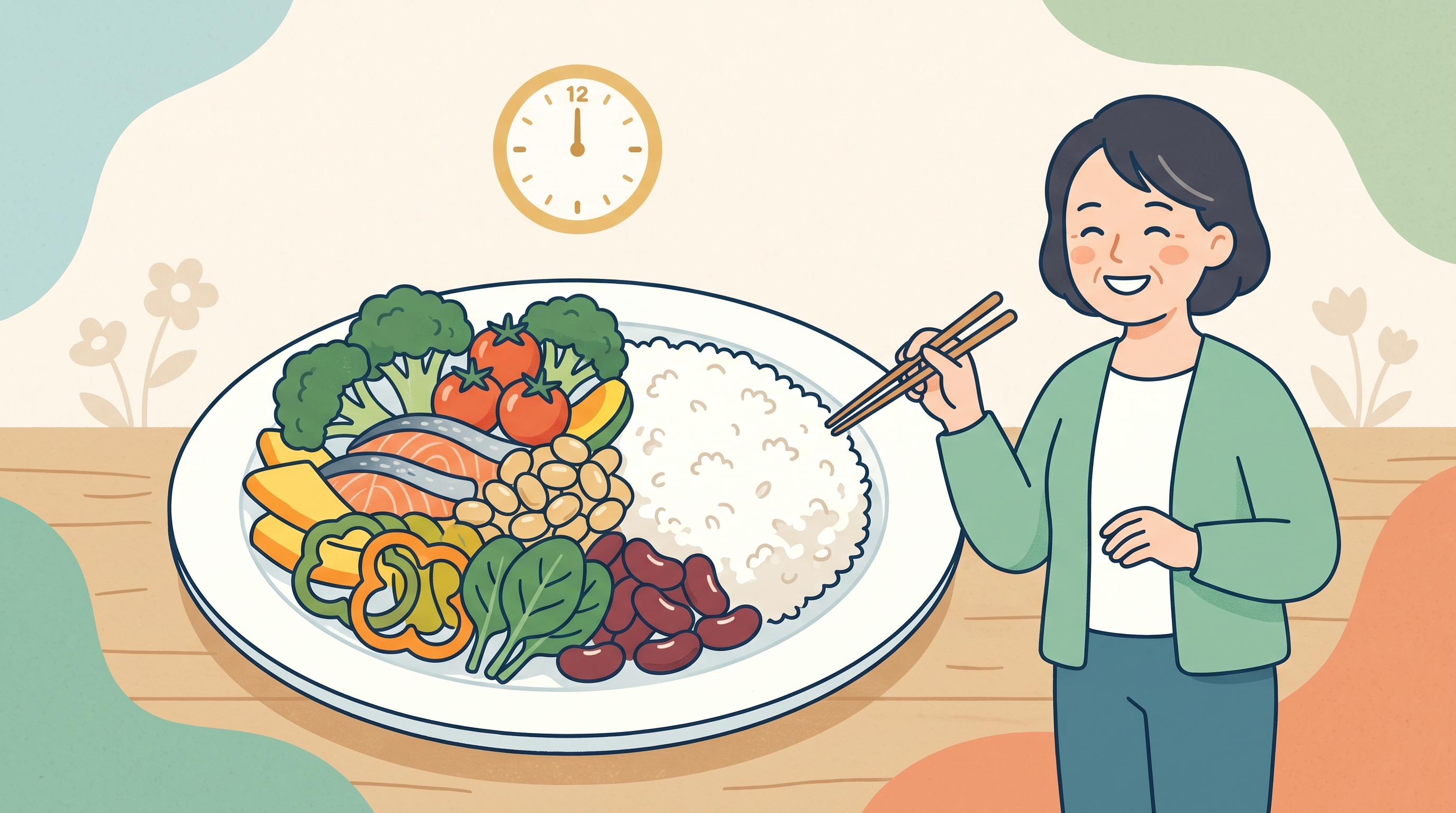 食事制限と若返りの研究イラスト
