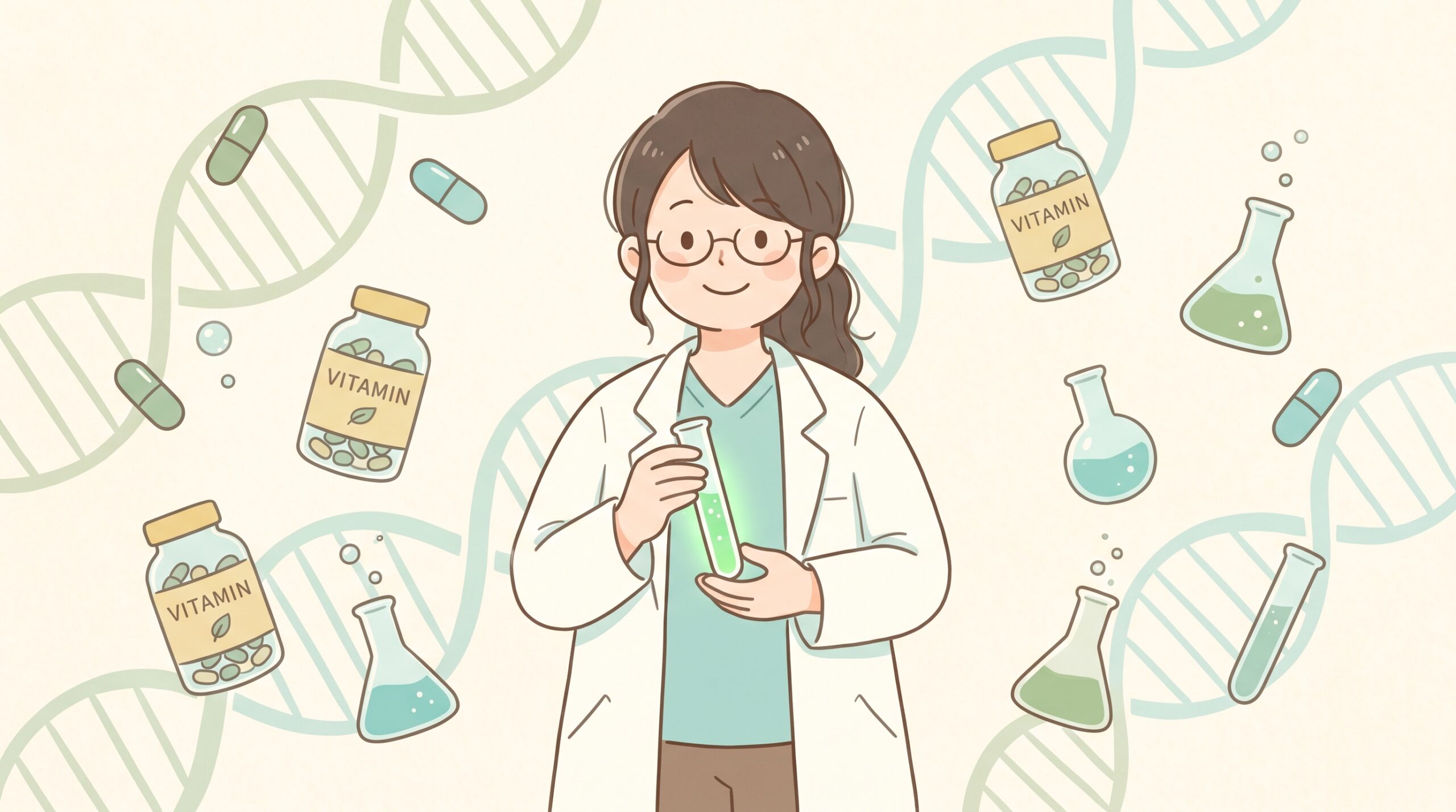 老化を遅らせる薬の研究イラスト